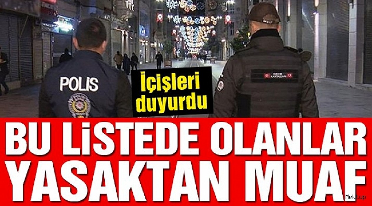 Yasaktan muaf olanların listesi açıklandı