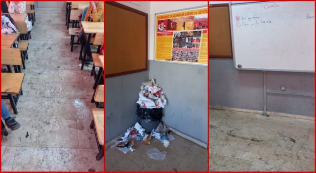 Karaköprü’deki okul çöp ve pislikten geçilmiyor