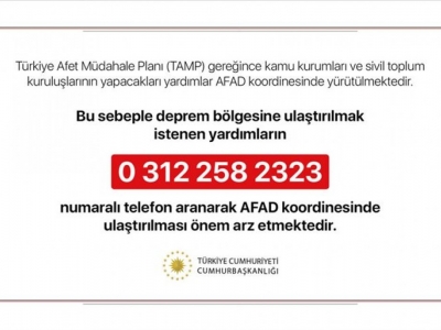 Cumhurbaşkanlığından 'deprem yardımları AFAD koordinesinde ulaştırılsın' uyarısı