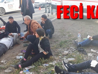 İşçi servisi kaza yaptı! 18 yaralı