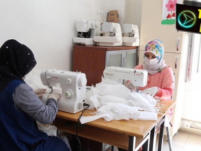 Eyyübiye belediyesi maske üretimini sürdürüyor
