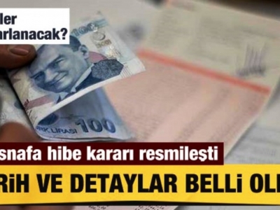 Esnafa hibe desteği Resmi Gazete'de yayınlandı.