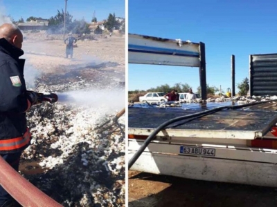 Urfa’da Seyir Halindeki Pamuk Yüklü TIR Yandı