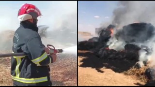 Urfa’da saman yüklü TIR’da yangın